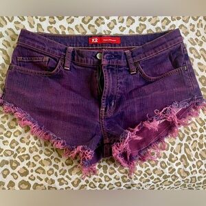 X2 Purple cut off low rise jean shorts 6